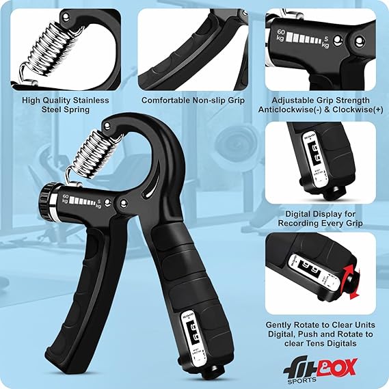 Hand Grip Strengthener for Forearm, Wrist & Finger Workout Fitness Equipment