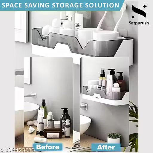 Bathroom Rack, No Drilling Dual-Layer Bathroom Wall Organizer, Storage Racks Bathroom Accessories