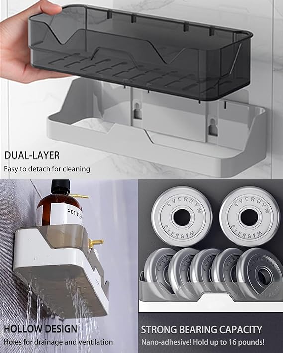 Bathroom Rack, No Drilling Dual-Layer Bathroom Wall Organizer, Storage Racks Bathroom Accessories