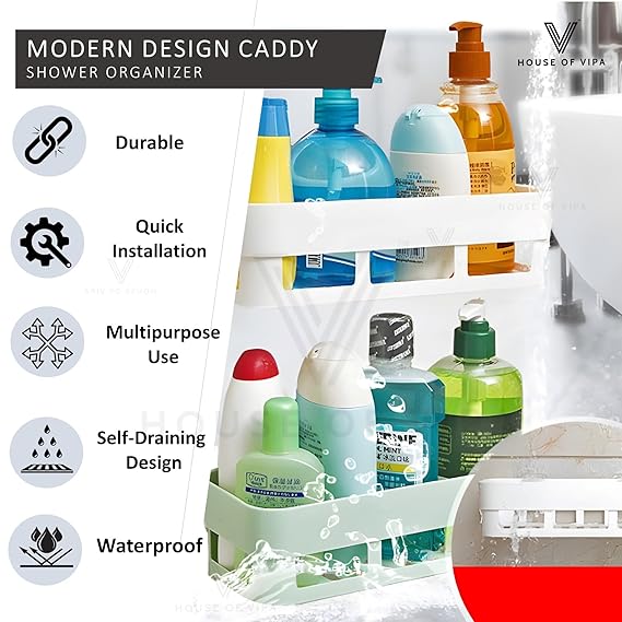 Bathroom Shelf Wall Mounted Bathroom Kitchen No Drill Storage Rack Super Adhesive Bathroom Shower Organizer