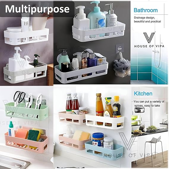 Bathroom Shelf Wall Mounted Bathroom Kitchen No Drill Storage Rack Super Adhesive Bathroom Shower Organizer