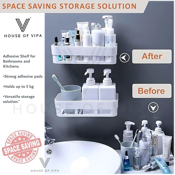 Bathroom Shelf Wall Mounted Bathroom Kitchen No Drill Storage Rack Super Adhesive Bathroom Shower Organizer
