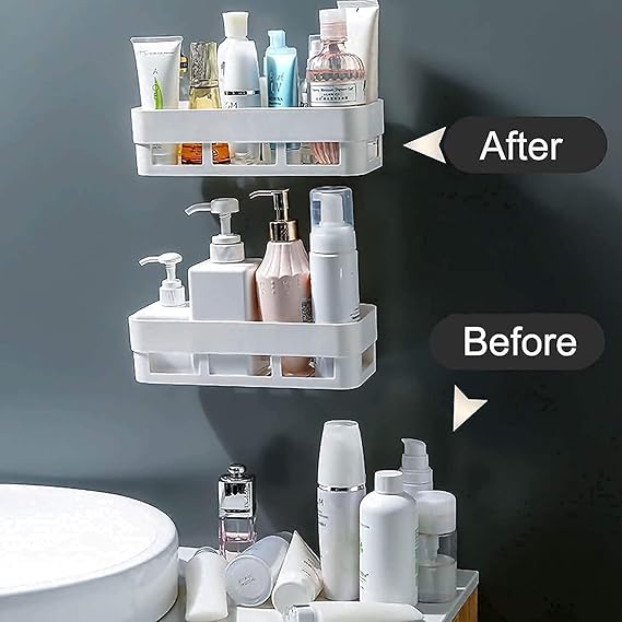 Bathroom Shelf Wall Mounted Bathroom Kitchen No Drill Storage Rack Super Adhesive Bathroom Shower Organizer