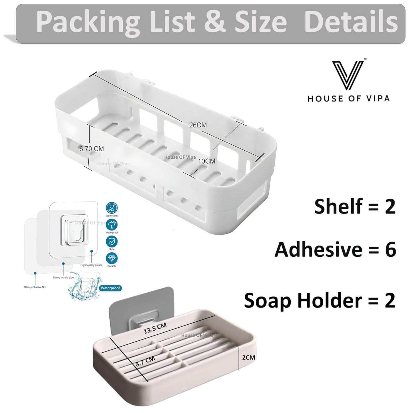 Bathroom Shelf Wall Mounted Bathroom Kitchen No Drill Storage Rack Super Adhesive Bathroom Shower Organizer