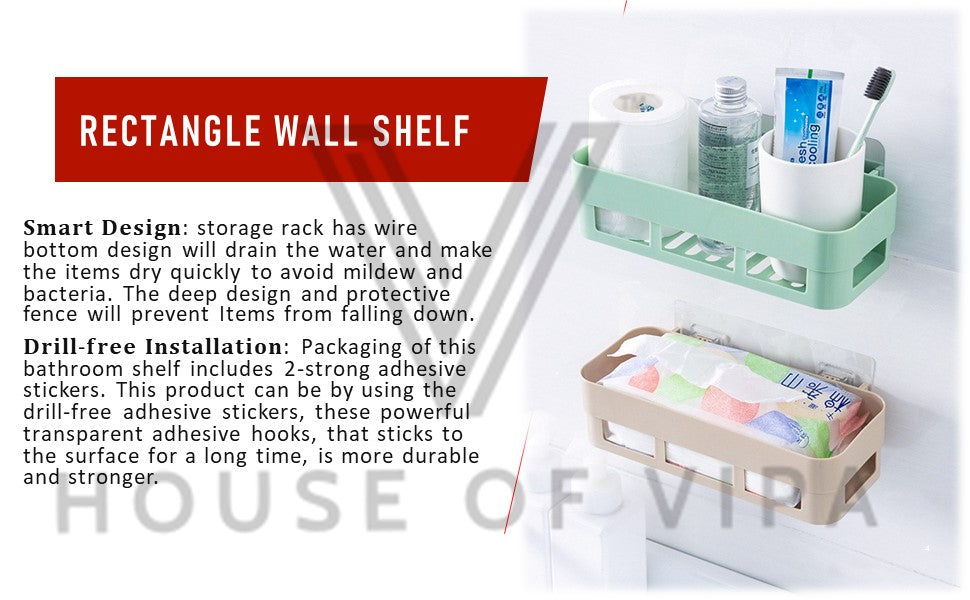 Bathroom Shelf Wall Mounted Bathroom Kitchen No Drill Storage Rack Super Adhesive Bathroom Shower Organizer